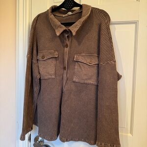 BUCKETLIST Brown Waffle Knit Shirt